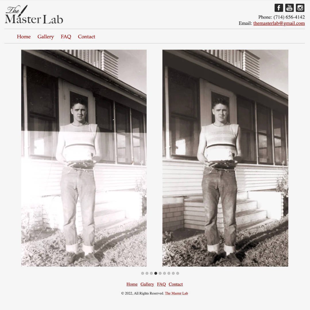 THE MASTER LAB website homepage photo restoration