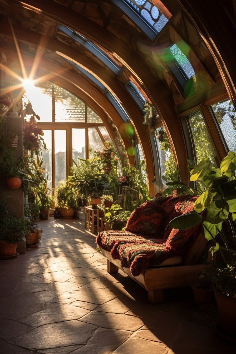 Earthship interior botanical cells — planters that filter greywater while growing food